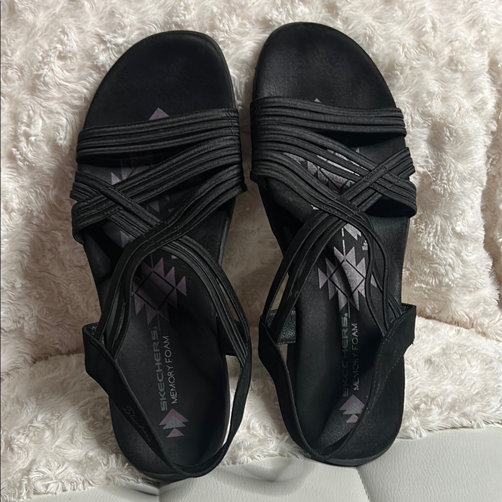 Skechers Black Sandals with Ruched Straps ZIZE 11 - Picture 3 of 13